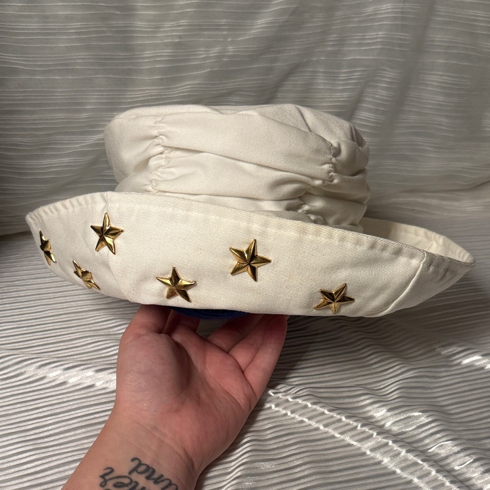 Studio Kokin - Vintage Hat with Ruching and Gold Star Accents